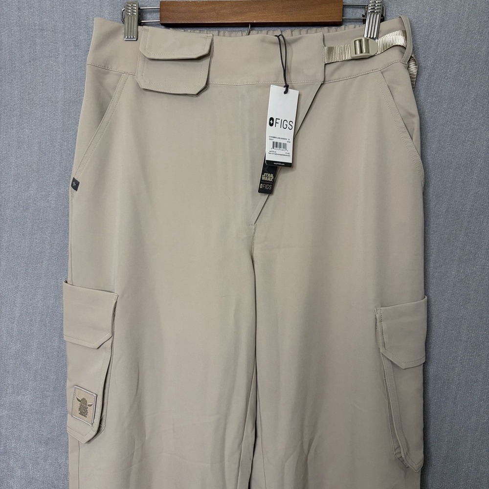 Figs Star Wars Womens Medium Tall The Armorer Wide Leg Cargo Scrub Pants Beige - Picture 2 of 8